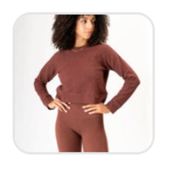 Paragon Women's Lounge Crew Neck Raglan Cropped Sweatshirt Size Small - Picture 1 of 10